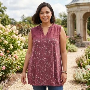 In Every Story Boho Floral Tunic Top, plus Size 2X